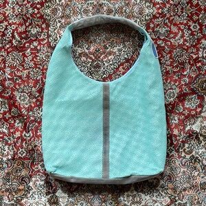 Green and Tan Hobo Bag with Suede Texture